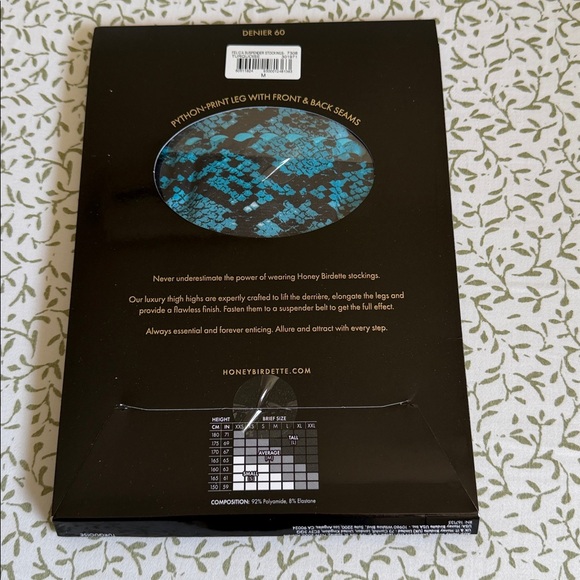 Honey Birdette 💋💋 TURQUOISE PYTHON GARTER BELT STOCKINGS‼️ - Picture 8 of 8